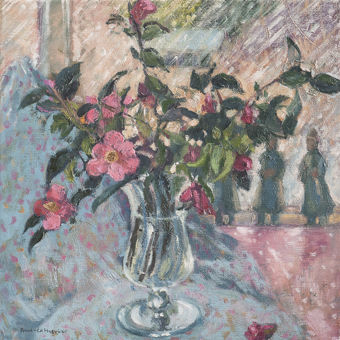 Pink Roses with Chinese Figures 40x40cm